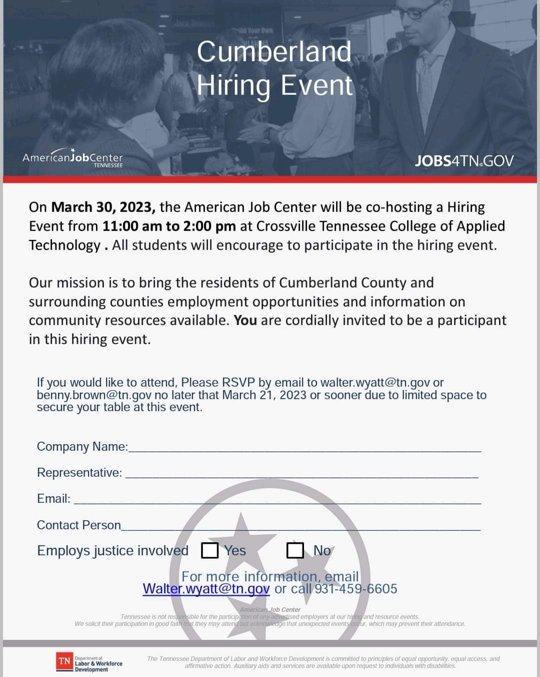 Cumberland Hiring Event March 30 2023