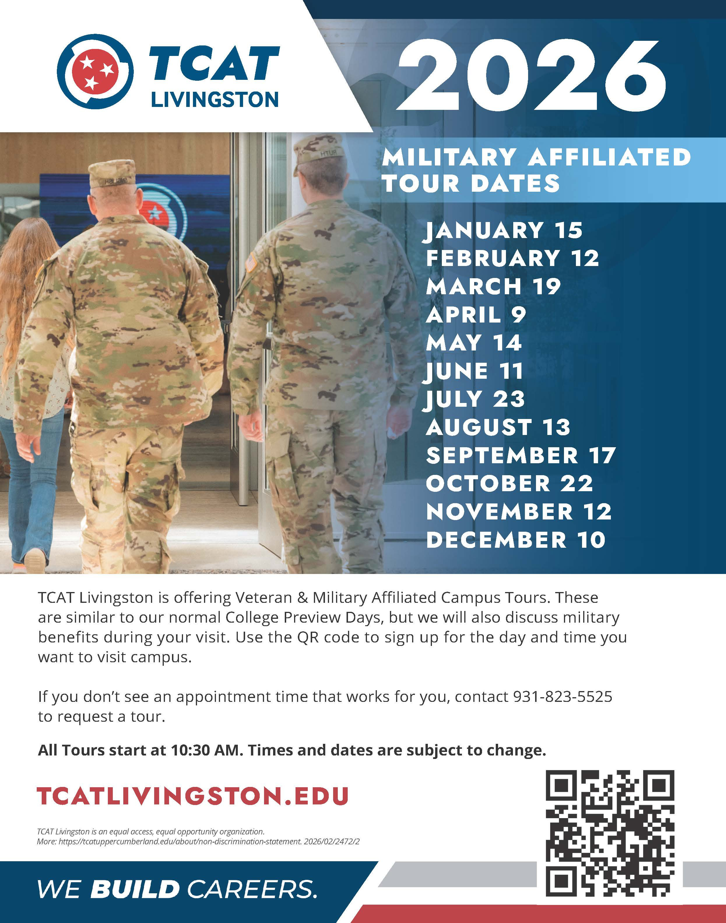 Veteran Tour Flyer Containing the dates for the tour Specifically for Livingston Campus